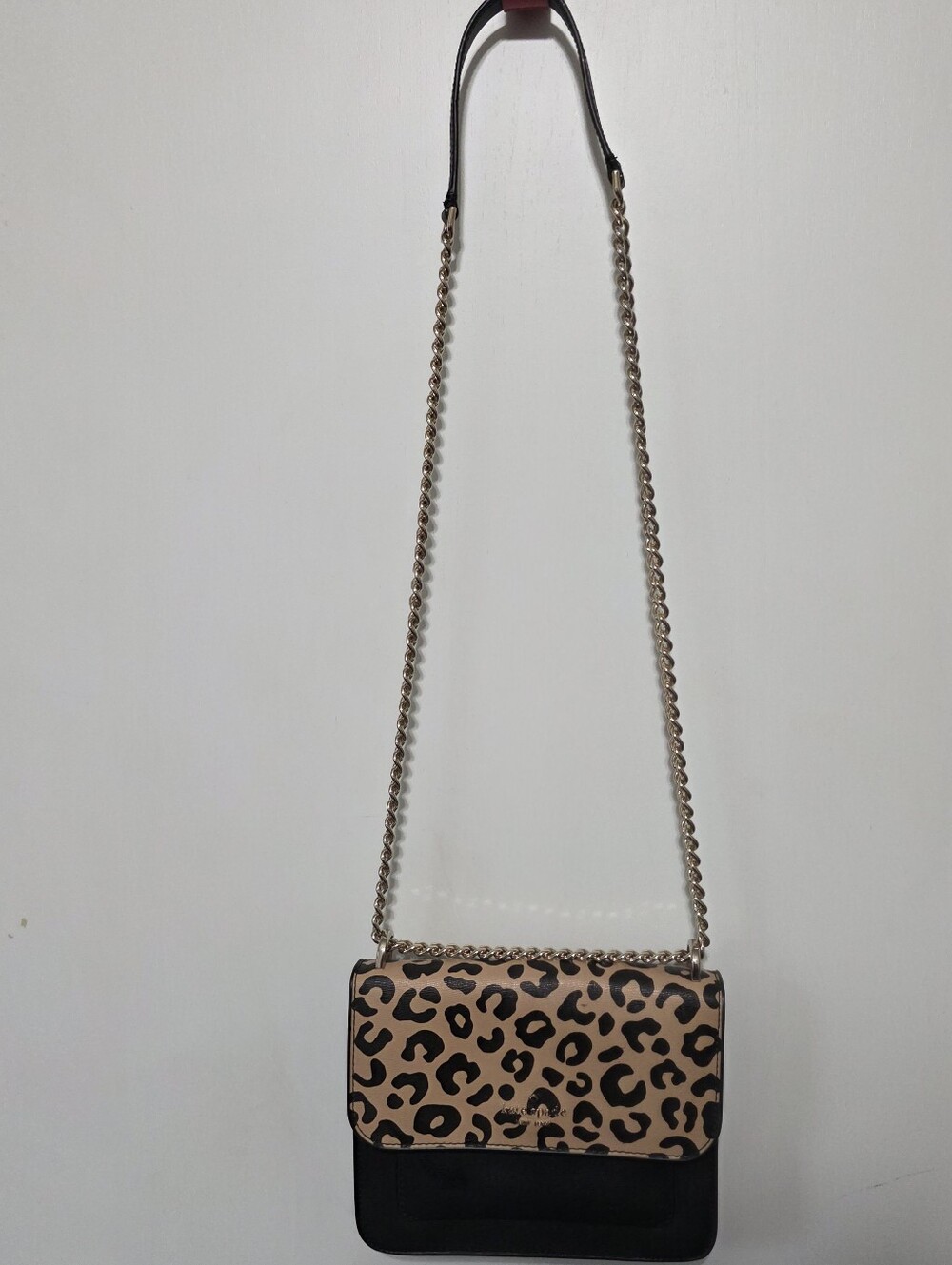 Kate Spade - Leopard Print Flap Crossbody Bag - Black & Tan